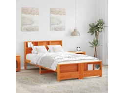 Vidaxl Estrutura Da Cama Com Prateleira Marrom Cera 120 X 190 Cm