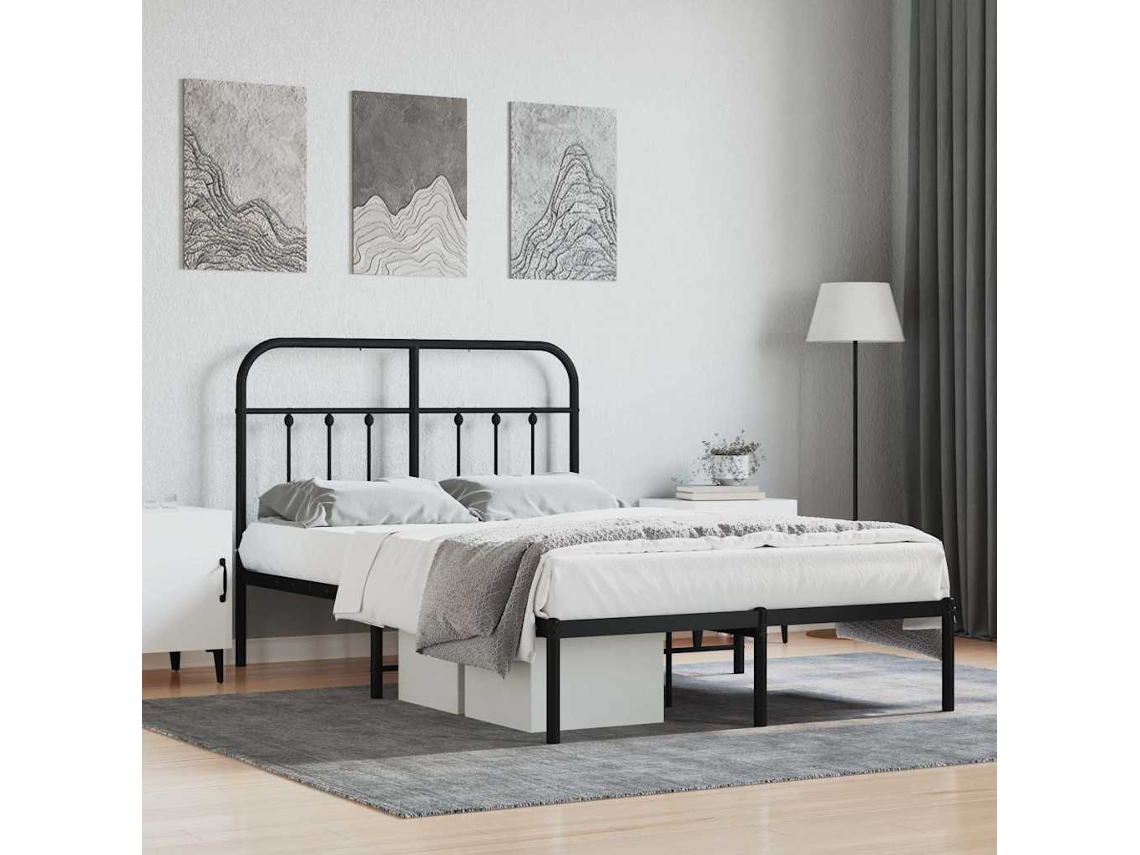 Vidaxl Estrutura De Cama Com Cabeceira 120x200 Cm Metal Preto