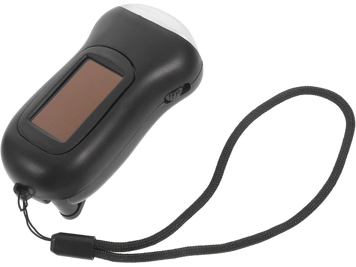 Lanterna Solar Com Manivela, Led Preto Recarregável, Portátil