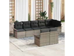 Vidaxl Conjunto De Sofá De Jardim 8 Unid. Cinzeto Vime Pe