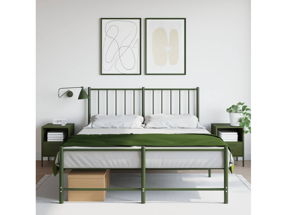 Vidaxl Mesas De Cabeceira 2 Pcs 36x39x50,5 Cm Aço Verde Azeitona