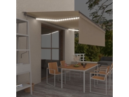 Vidaxl Toldo Automático Com Estore/led/sensor De Vento 5x3 M Cor Creme