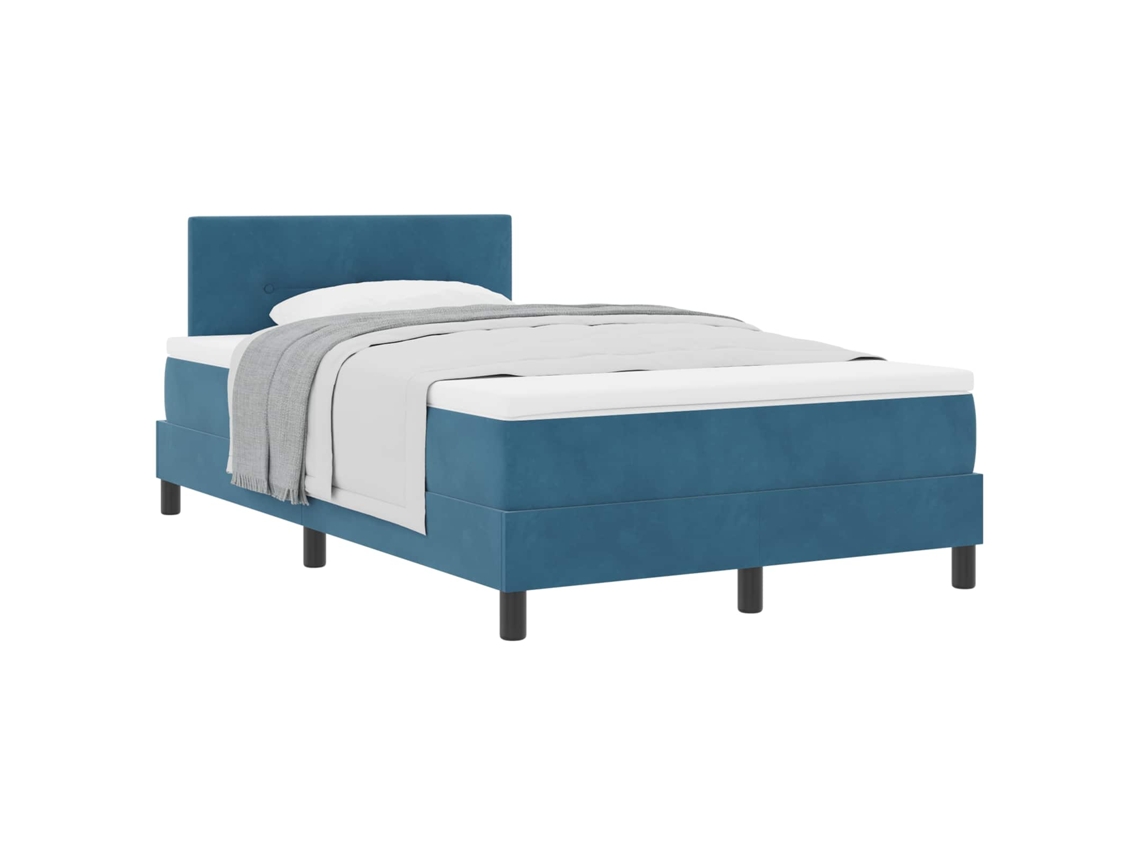 Cama Box com Colchão Azul Escuro 120 X 190 Cm Veludo MAISON EXCLUSIVE