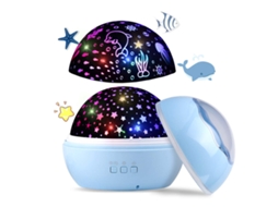 Projetor Led Céu Estrelado, Luz Noturna para Bebês, Mundo Oceânico 2 em 1 BRILVIBERA