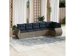 Vidaxl Conjunto De Sofá De Jardim Com 6 Peças E Almofadas Em Rattan Sintético Cinza