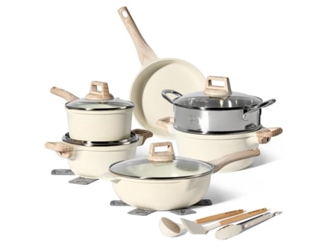Trem de Cozinha de Indução Branco com Tampa Alumínio com Revestimento Antiaderente Sem Ptfe e Pfoa JUST PERFECTO