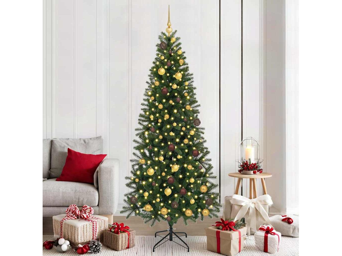 Vidaxl Árvore De Natal Artificial Com 300 Leds Verde 210 Cm Pe E Pvc