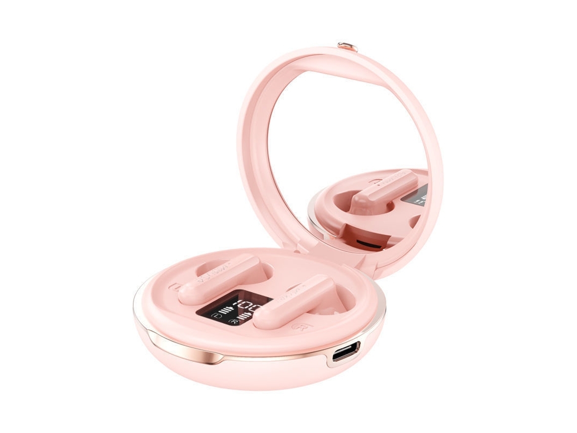 Fone De Ouvido Sem Fio Bluetooth, Chrons Led Display, Bluetooth V5.3 Rosa