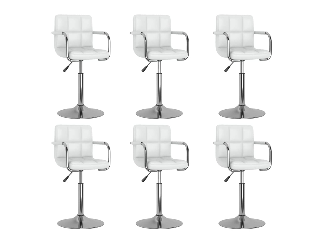 Vidaxl Cadeiras De Jantar Giratórias 6 Pcs Couro Artificial Branco