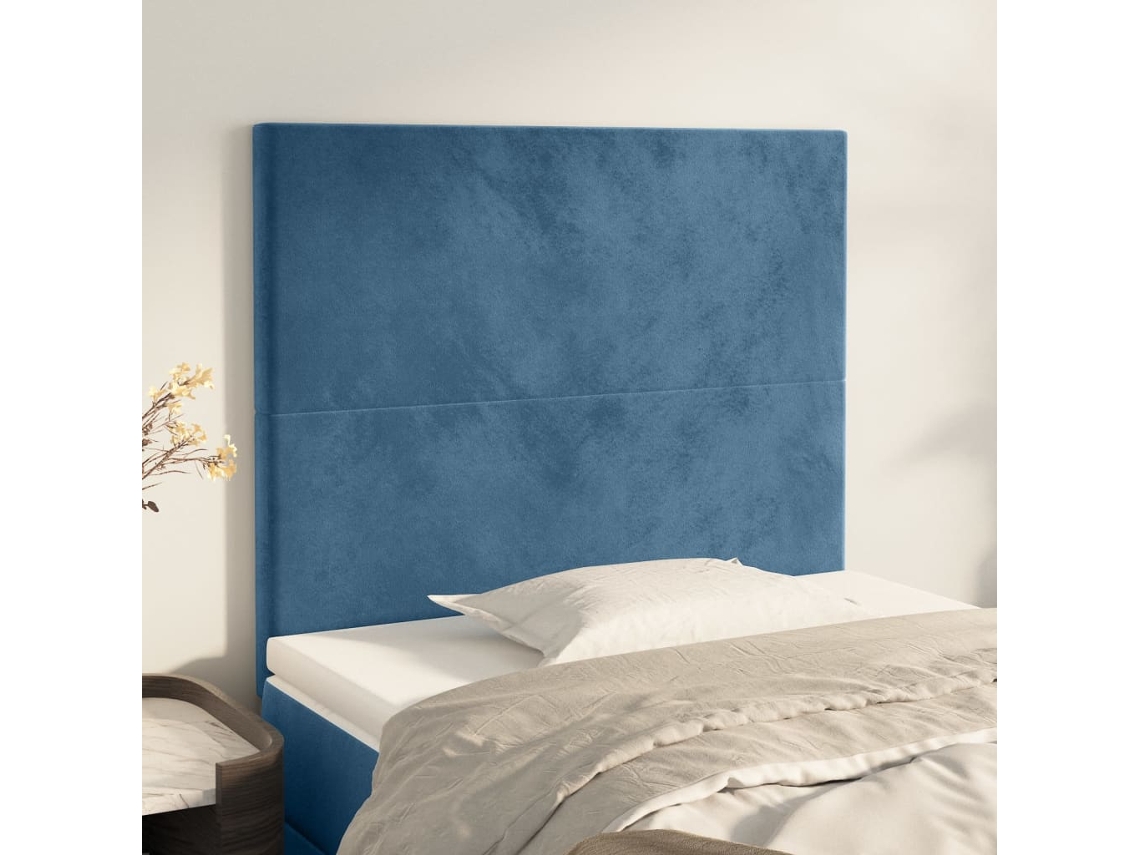 Cabecero de terciopelo de 2 piezas 80x5x78/88 cm azul oscuro