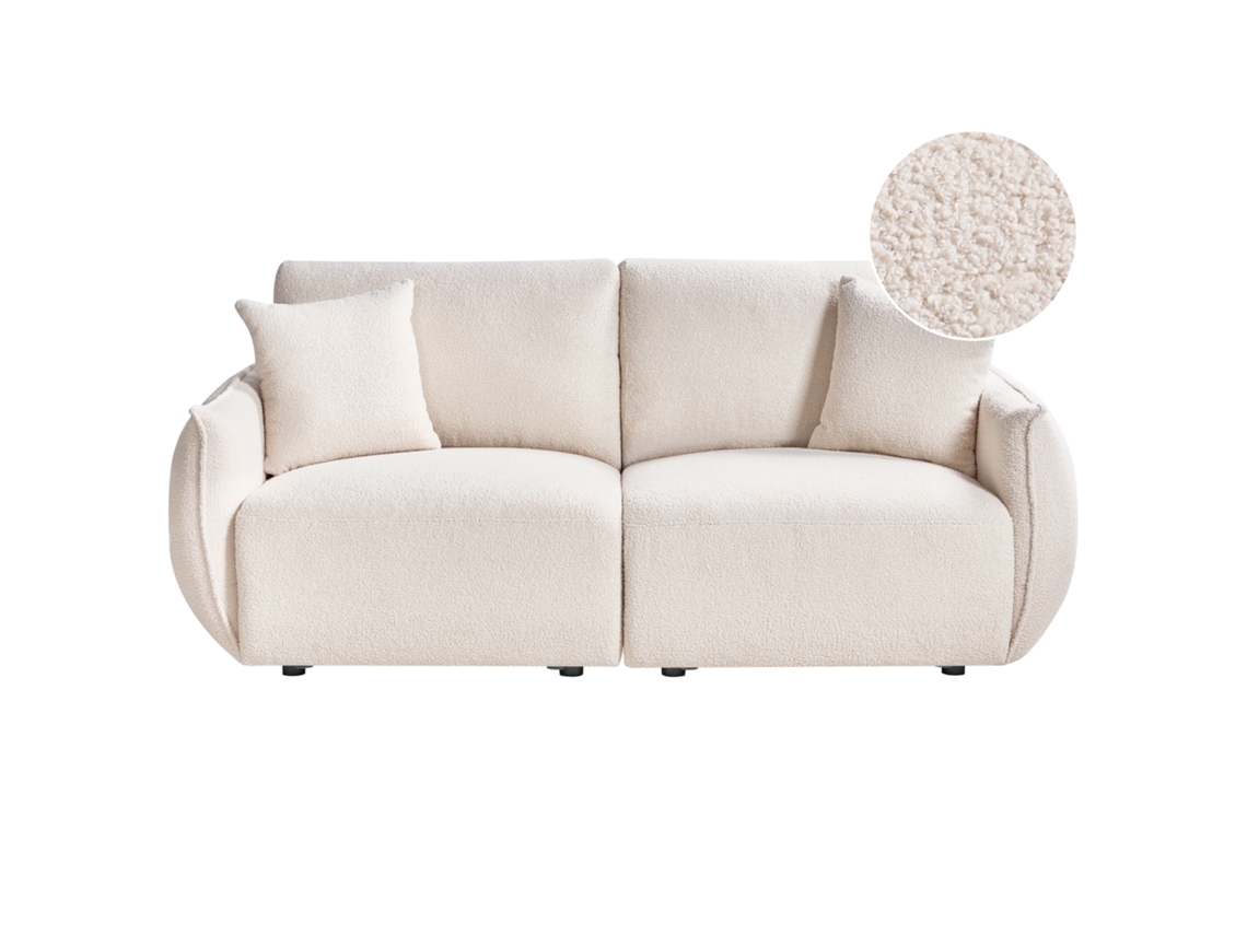 Sofá Modular Prático E Flexível Beliani Mesnali De Bouclé Branco Creme 190x95x84