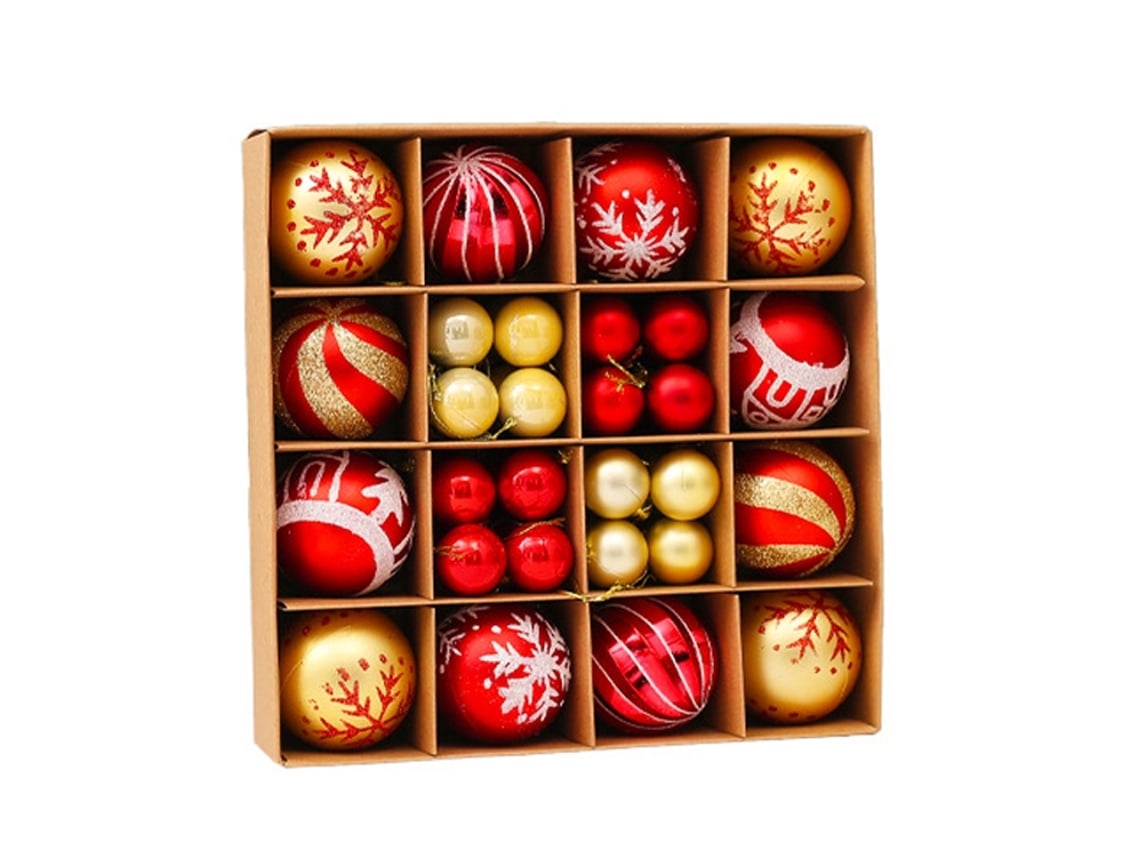 Decorações de Bolas de Natal, para Árvore com Cenas Natalinas, Vermelho e Dourado, Ergonômico, Uso Diário STELASPLEN