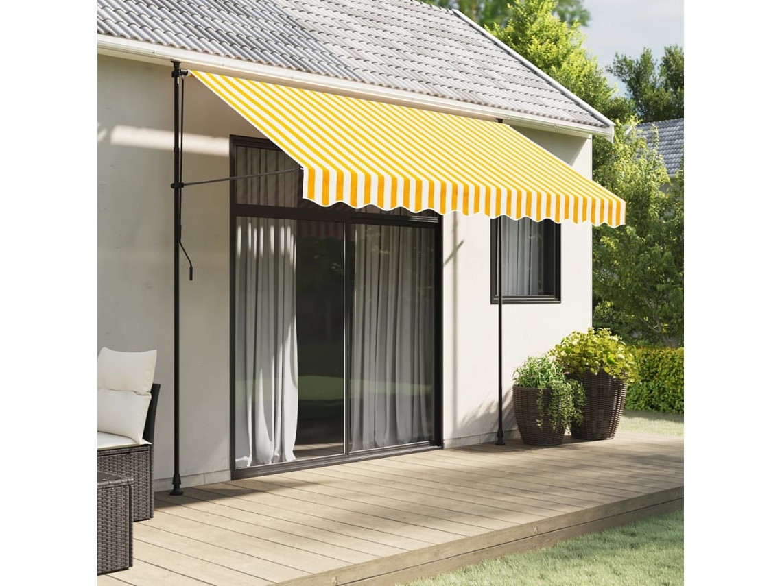 Vidaxl Tecido De Substituição Para Sanefa De Toldo 280x20 Cm Riscas Amarelo/branco
