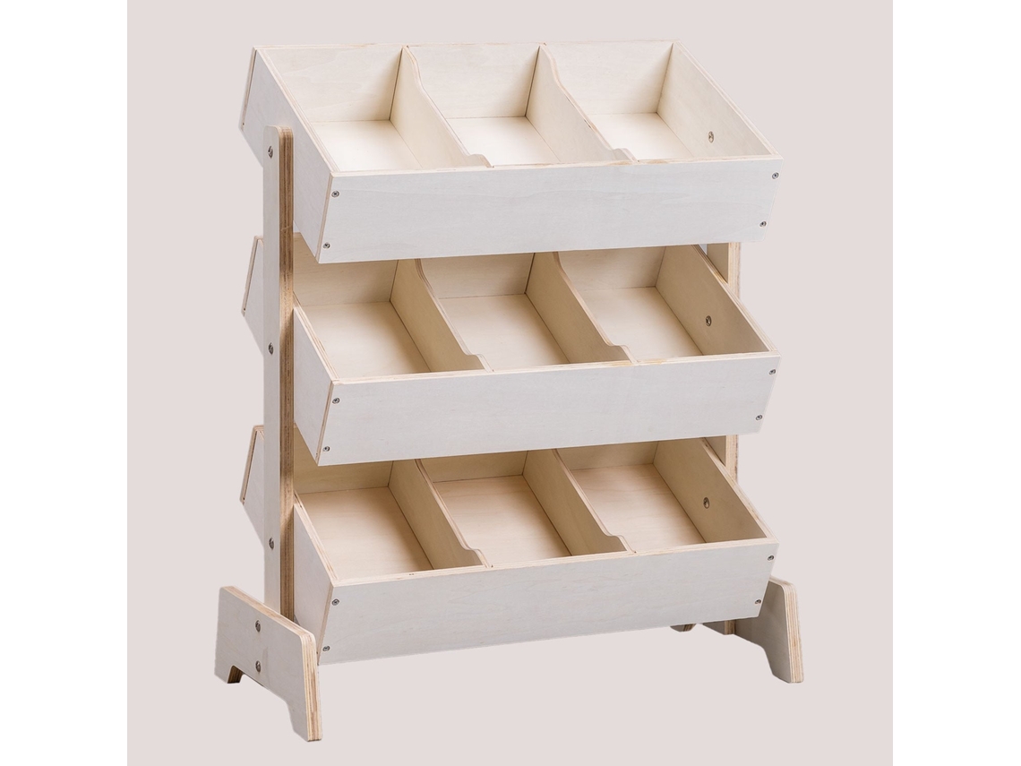 Sklum Móvel Organizador De Brinquedos Em Madeira De Pinho Yerai Kids Madeira De Pinho         Madeira Natural