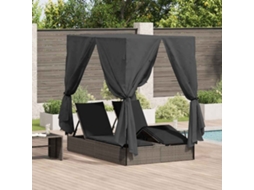 Vidaxl Espreguiçadeira Dupla Cinzeto 205 X 129 X 200 Cm Vime Pe