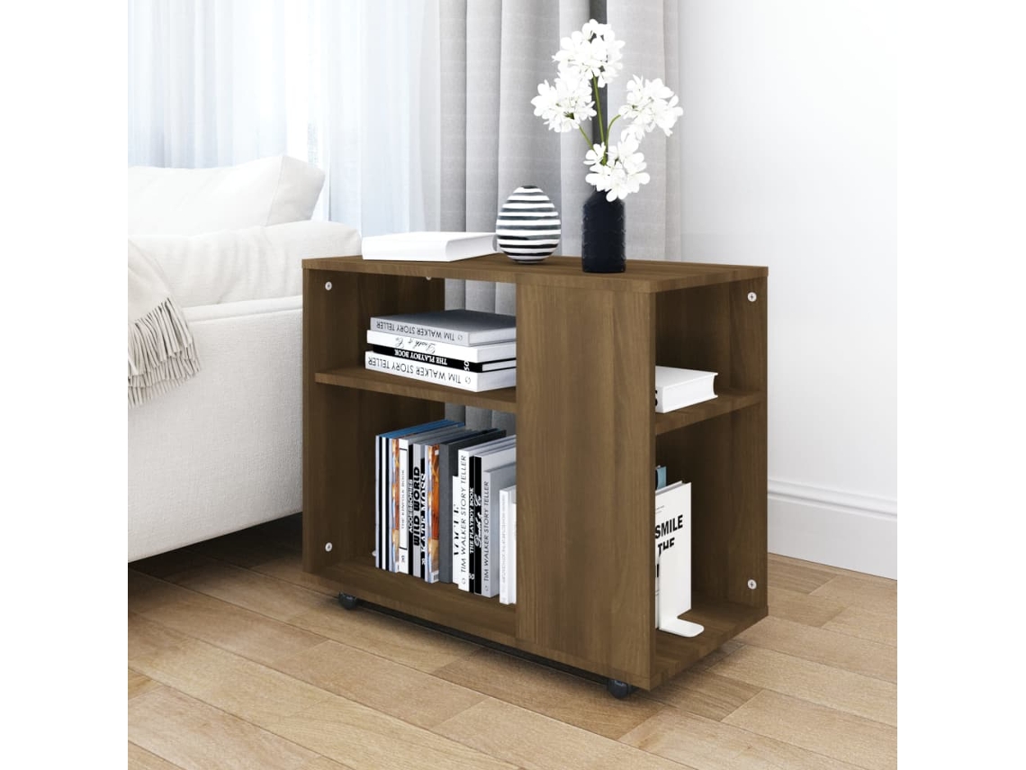 Vidaxl Mesa De Apoio 70x35x55cm Derivados De Madeira Carvalho Castanho