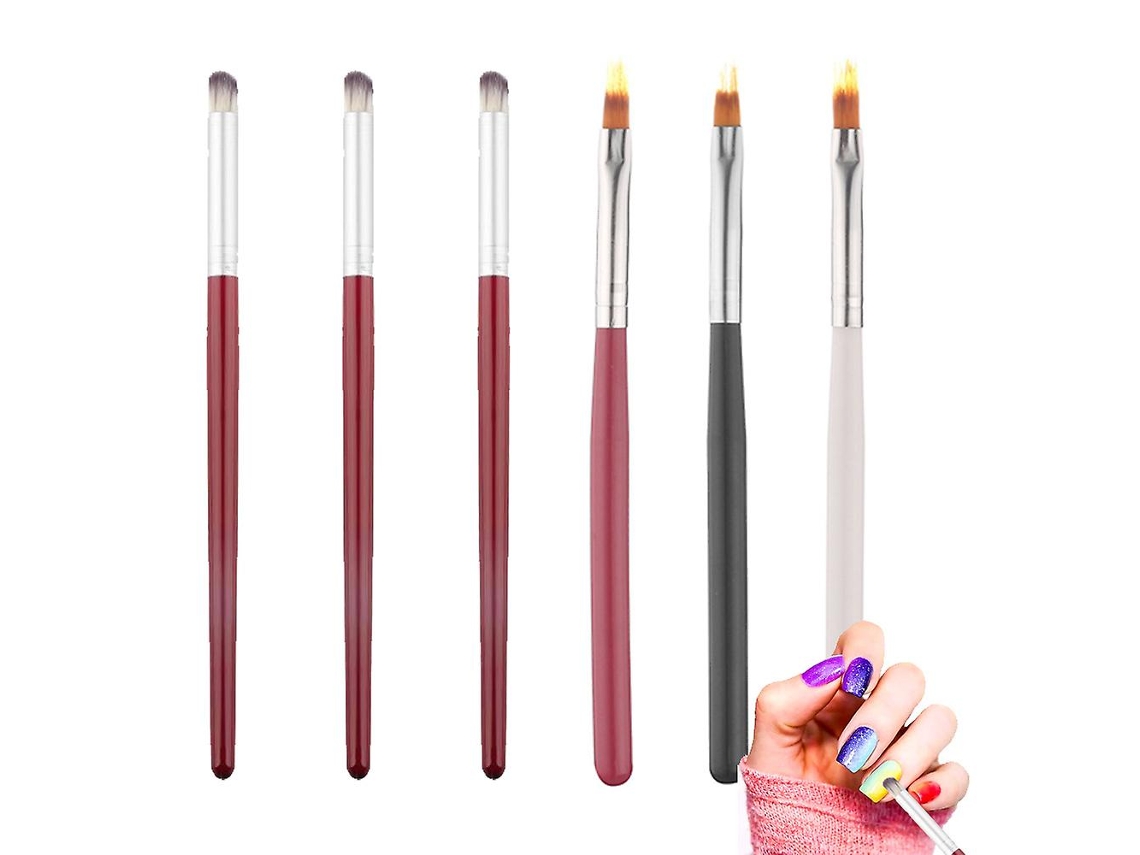 Conjunto De 6 Pincéis De Unha Ombré, Canetas Desfocadas Para Arte Em Unhas Em Gel Para Manicure Faça Você Mesmo E Ferramentas De S Slowmoose
