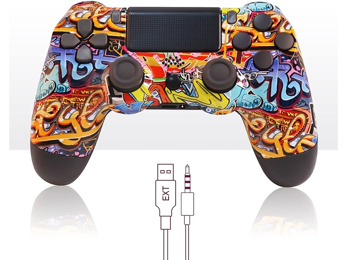 Controlador Ps4 Sem Fio, Vibração Dupla, Graffiti, para Ps4/Pro/Slim