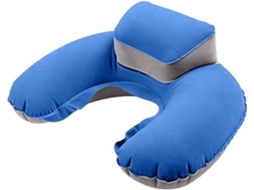 Travesseiro Inflável e Confortável para Viagem, em Pvc Azul, Formato de U, com Tampões Ouvido, CHABERLU