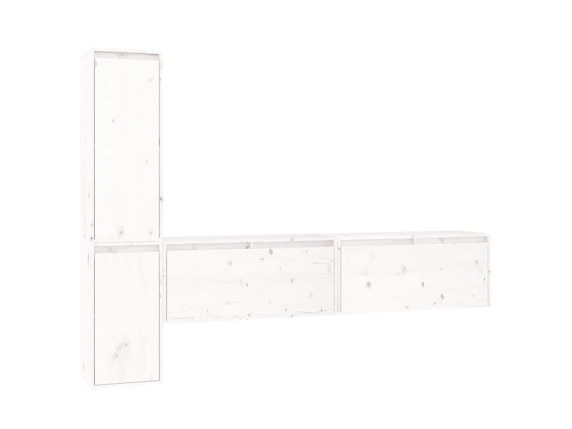 Tv Móveis 4 Pcs Madeira de Pinho Maciça Branco MAISON EXCLUSIVE
