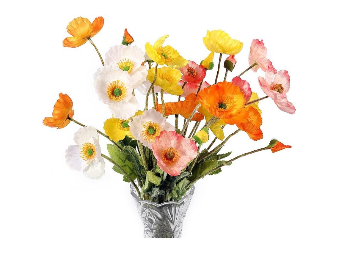 Flores de Papoula Nova Line, seda, artificiais, decoração, casamento, bouquet, 8 unidades, marca S/MARCA
