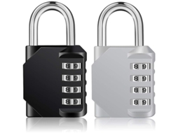 Cerraduras De Combinación Resistentes Ao Clima De 4 Dígitos Para Exterior, Grades, Armários, Lockers, 2 Unidades Preto E Prateado