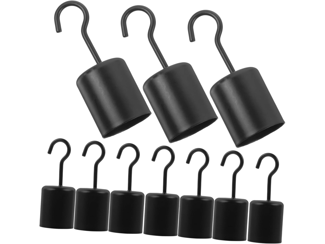 Conjunto De 10 Ganchos Retrô Pretos Para Pendurar Luminárias Em Ambien