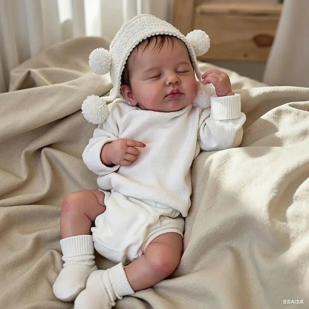 (branca) Bebê Menina Dormindo De 49 Cm Com Pele 3d Realista