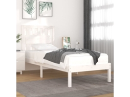 Vidaxl Estrutura De Cama Solteiro 90x190 Cm Pinho Maciço Branco
