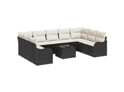 Conjunto 10 Sofá De Jardim Vidaxl Preto Vime Pe (55 X 55 X 37 Cm)