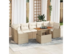 Vidaxl Conjunto De Sofá De Jardim 8 Unid. Bege Rattan Sintético