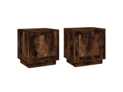 Conjunto de 2 Mesas de Cabeceira Derivado de Madeira Carvalho Fumado MAISON EXCLUSIVE (44x35x45 cm)