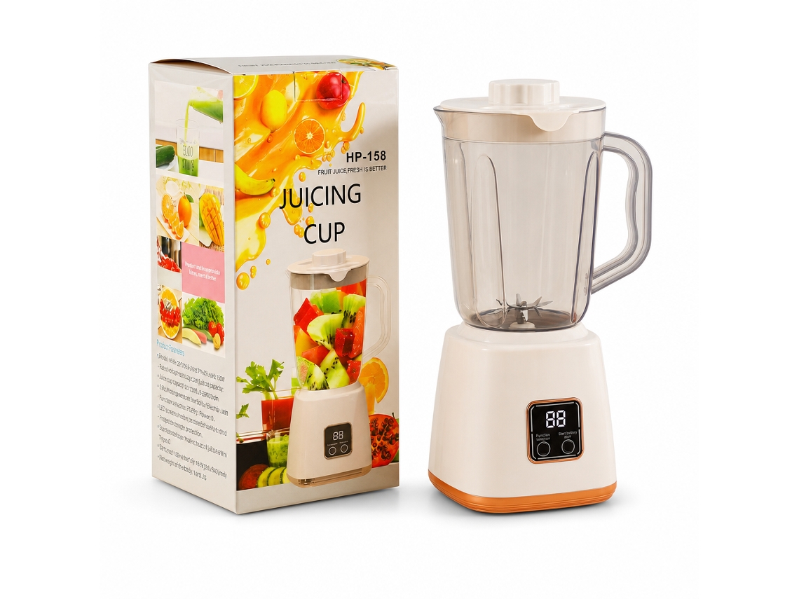 Liquidificadora Portátil Recarregável 7,4 V Com Visor Digital Duplo, Branca, Para Sumos E Smoothies