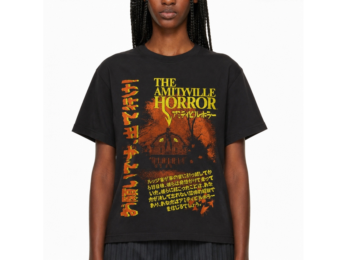 Rockinstone Amityville Horror Movie Japan Poster Black Adult T-shirt Size:l