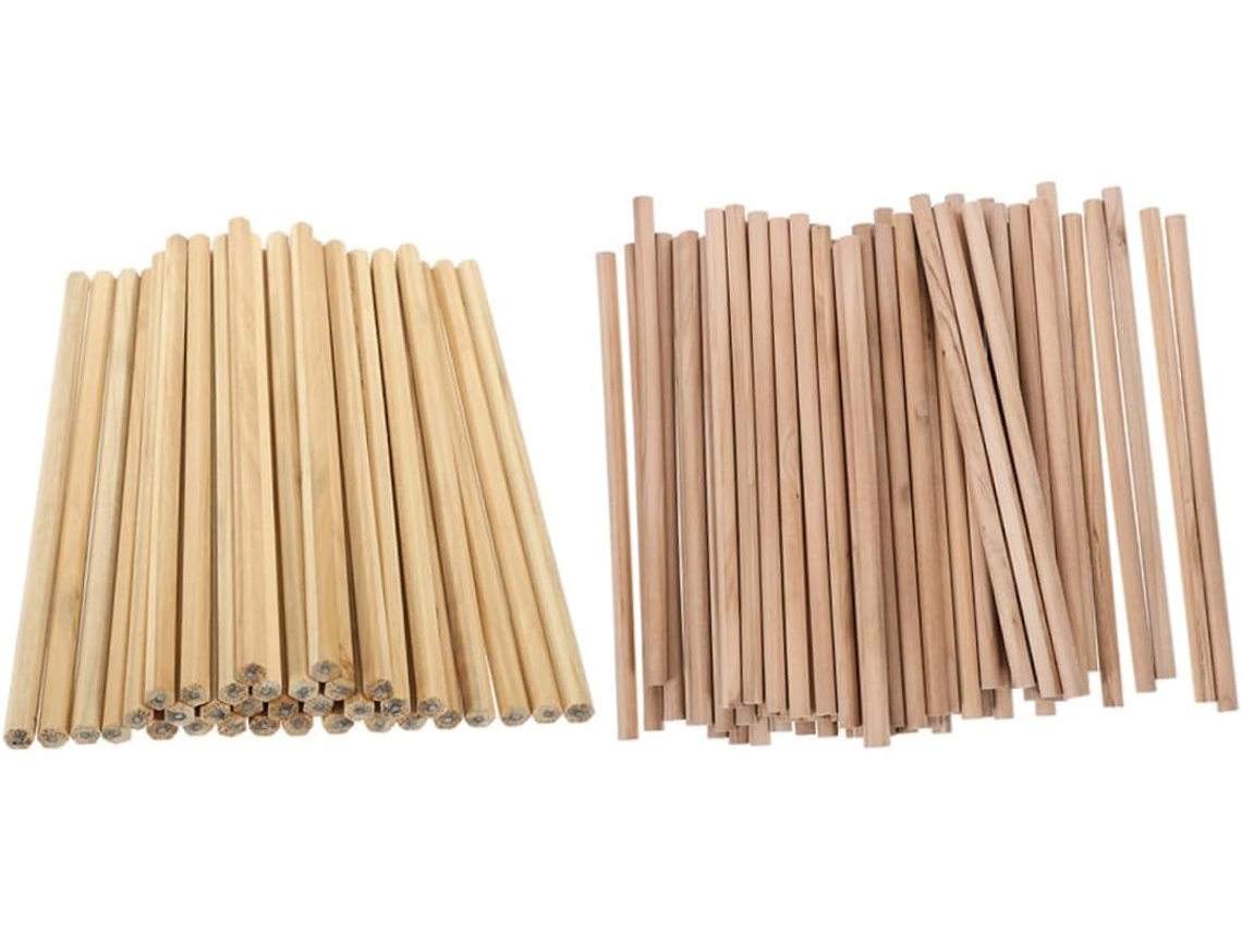100 Set Pièces Natural Wood Hexagonal Round Design Smooth Writing Sketching Shading Students Artists