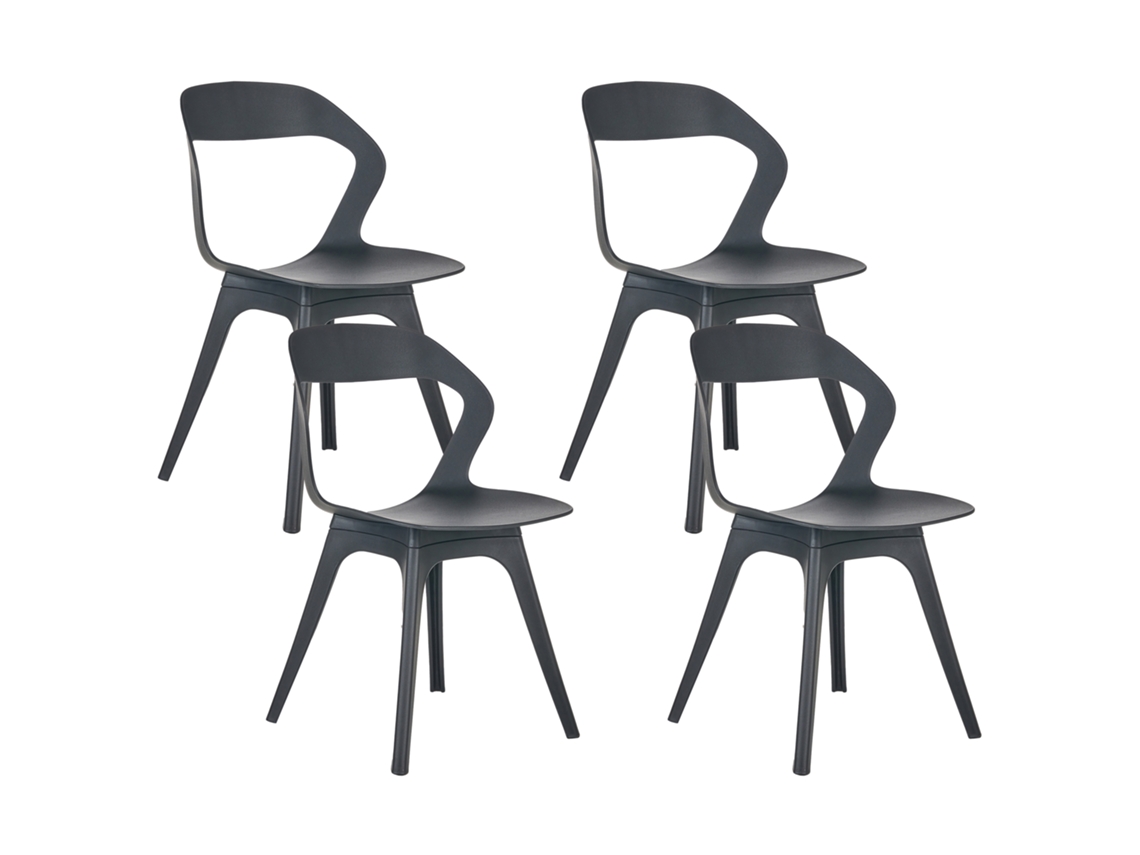 Sillas De Exterior Con Respaldo Recortado Beliani Lachania De Polipropileno Negro 47x45x80