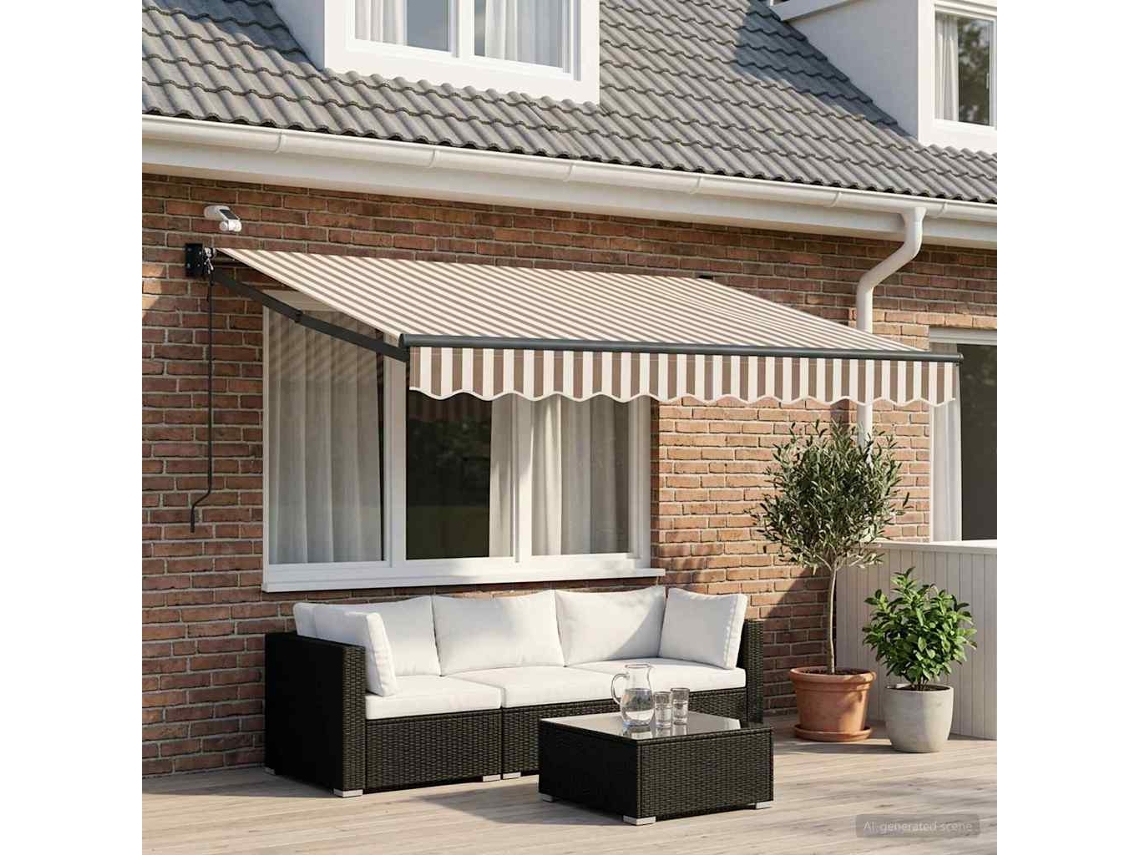 Vidaxl Toldo Retrátil Elétrico Cinza Claro E Branco