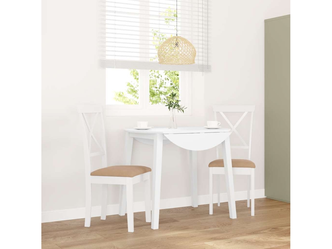 Vidaxl Cadeiras De Jantar Com Almofadões 2 Pcs Madeira Maciça Branco