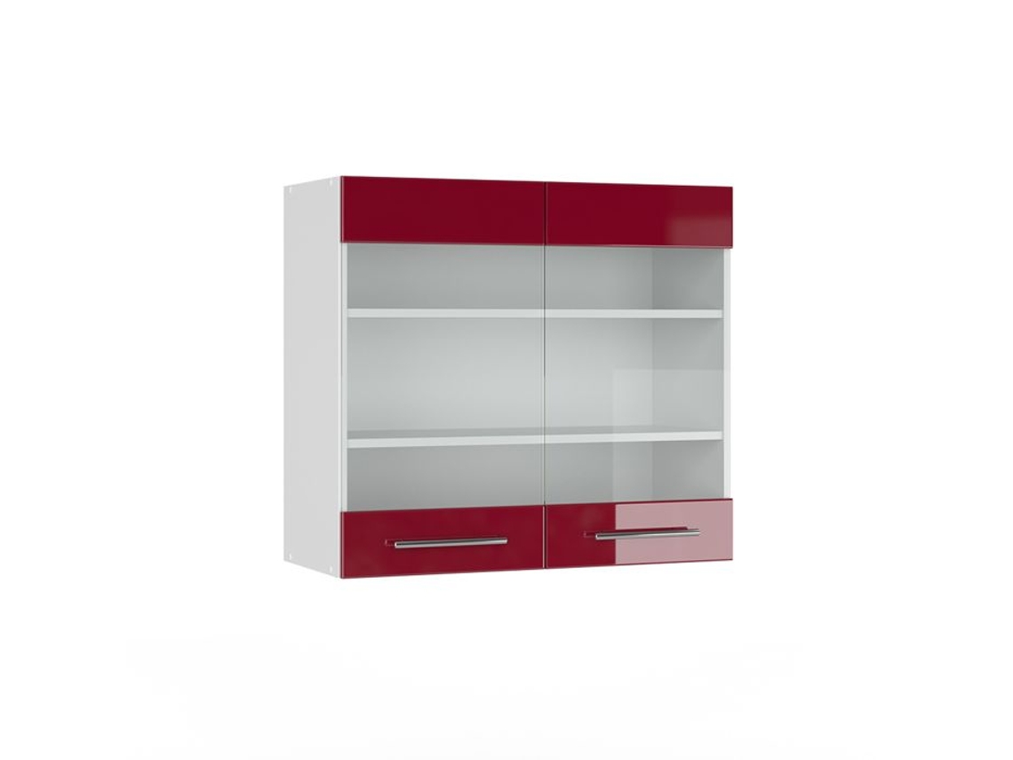 Móvel de parede de vidro VICCO Fame-Line Branco/Bordéus 80 cm