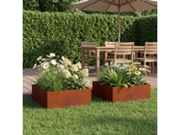 Vidaxl Vaso De Jardim 2 Unid. Ferro Enferrujado 40 X 40 X 20 Cm