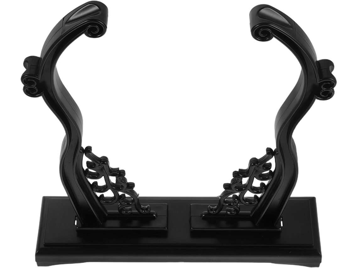 Suporte Para Leque De Mão Em Resina Preta, Base Estável Para Exibição E Substituição, Suporte Compacto Para Leques