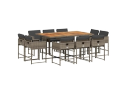 Conjunto de 11 Jantar para Jardim com Almofadões Vime Pe Cinzento MAISON EXCLUSIVE