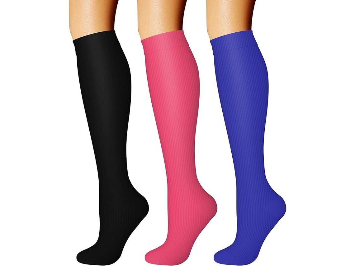 Meias De Compressão Pack 3 Pares S/m Digitallab Para Homens E Mulheres, Suporte Circulatório Para Atividades Físicas, Corrida, Ciclismo