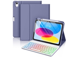 Capa Com Teclado Para Tablet Lurelia, Compatível Com Lápis E Com Retroiluminação Rgb (10,9/11", Roxo Escuro, Teclado Bluetooth, Suporte Para Caneta