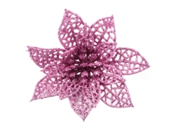 Flor de Natal Glitter Hollow Decorativa para Casamento e Árvores Roxo, 10cm