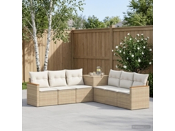 Vidaxl Conjunto De Sofás 7 Unid. Bege E Branco Creme