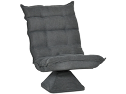 Sofá De Chão Giratório Com Encosto Ajustável, Poltrona Relax, Assento Em Microfibra Cinza Para Sala E Escritório.