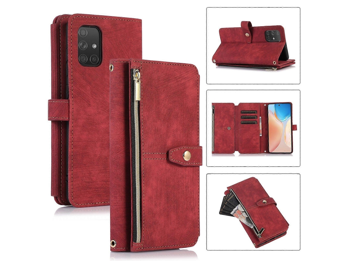 Capa De Couro Com Zíper Para Samsung Galaxy A51 4g Dream 9-card Wallet