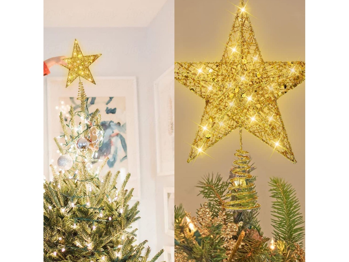 Topo de Árvore Natal Estrela Led 10 Polegadas Bateria Decoração S/MARCA