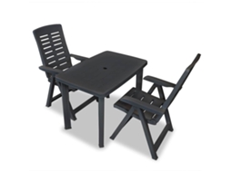 Vidaxl Conjunto Bistrô 3 Pcs Plástico Antracite